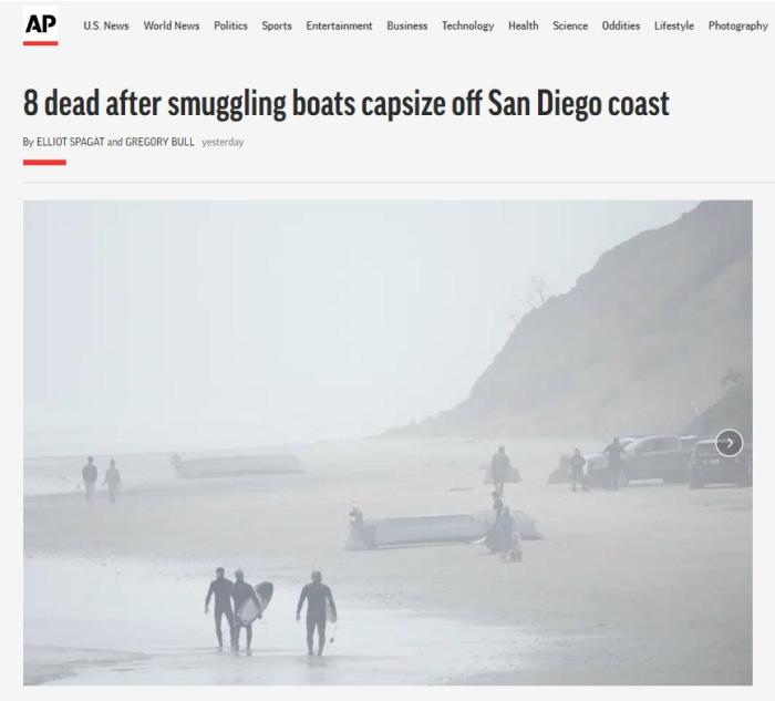 美国海岸现致命人口走私案，船只倾覆至少8人死亡